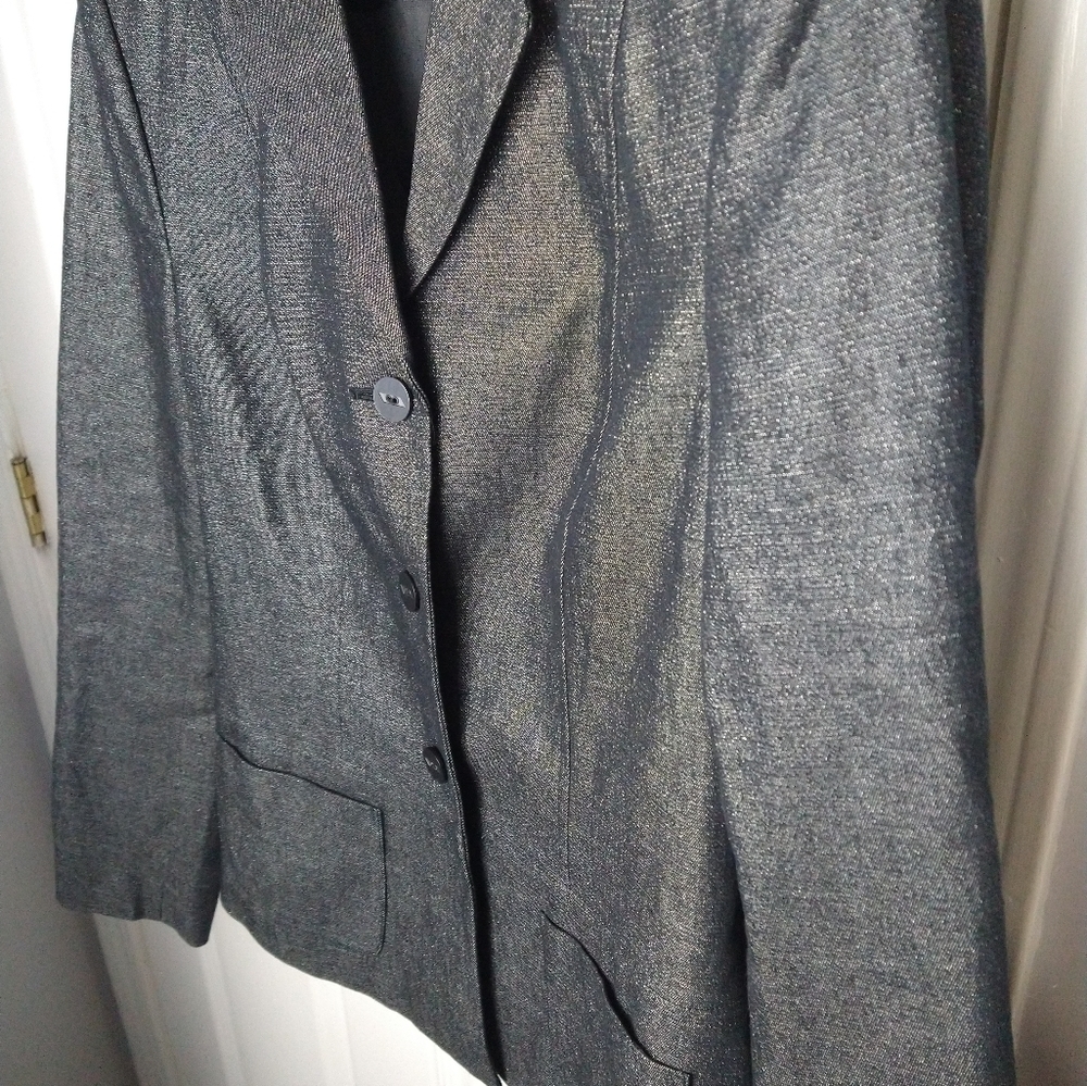 Spiegel black silver sparkle metallic threads fitted formal jacket. Size 8 - Picture 2 of 14